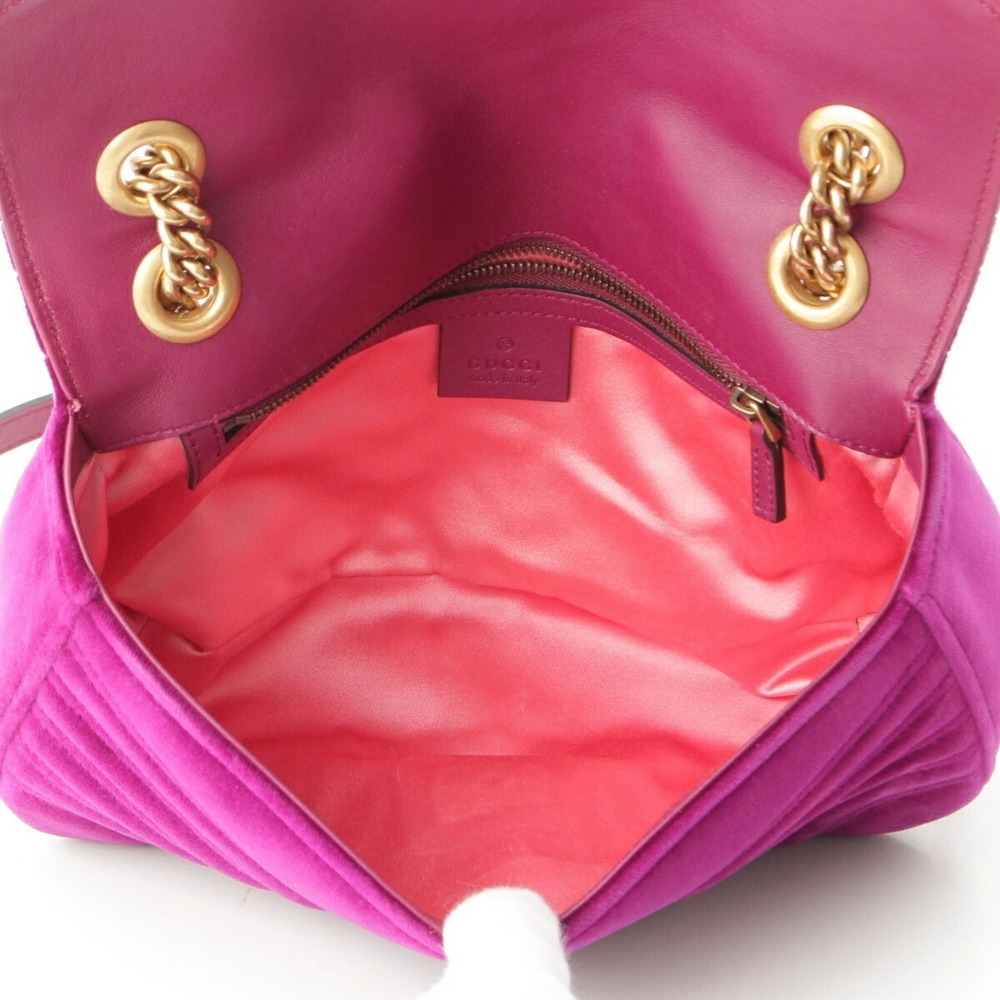 Gucci Velour Chain Pink GG Shoulder Bag Marmont - Picture 6 of 10